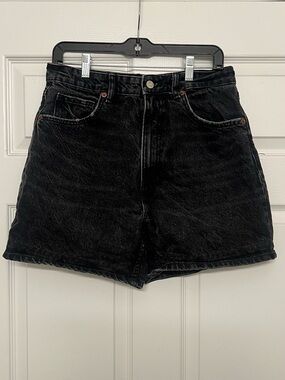 Zara Black High-Waist Denim Shorts